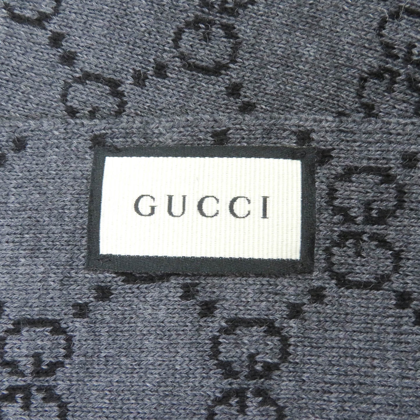 GUCCI Scarf 325806 Main: 100% wool Black Grey mens Used Authentic