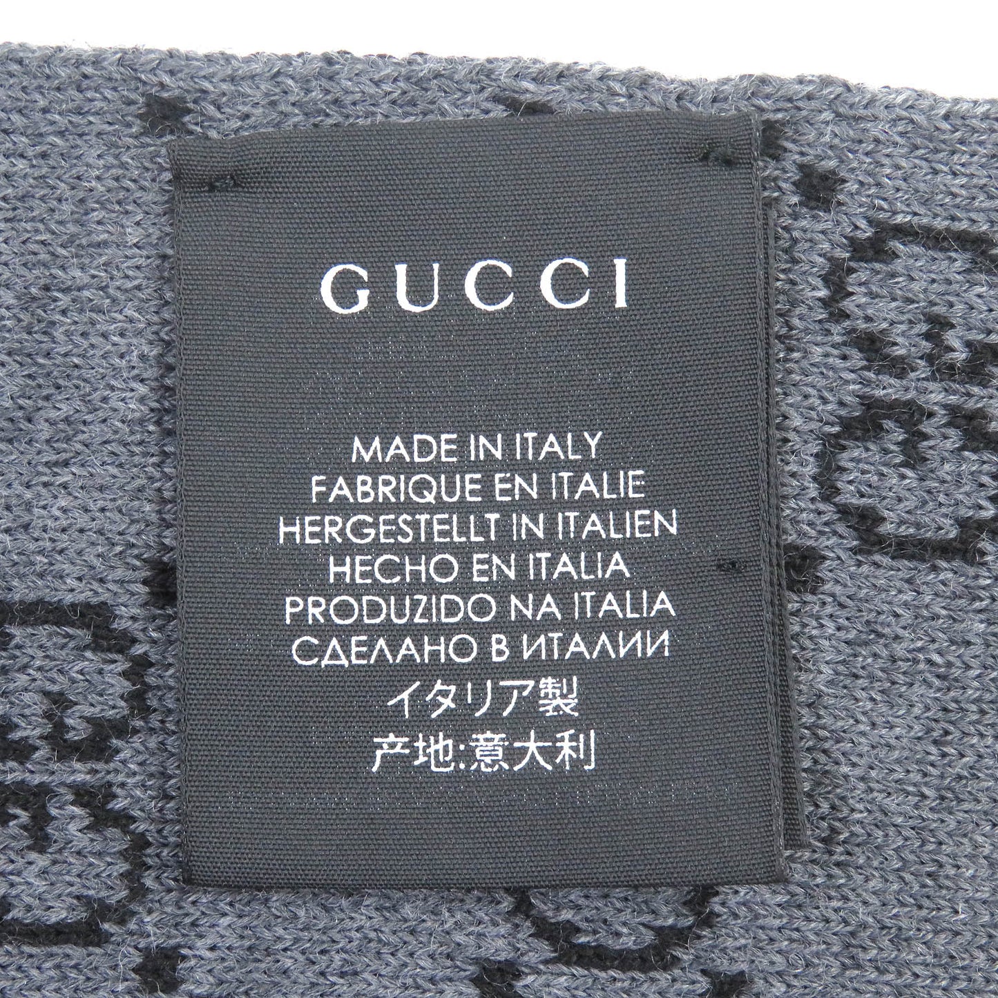 GUCCI Scarf 325806 Main: 100% wool Black Grey mens Used Authentic