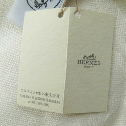 HERMES Stall Main: 85% cashmere, Main: 15% silk Ivory Etoile New Libris Women Used Authentic