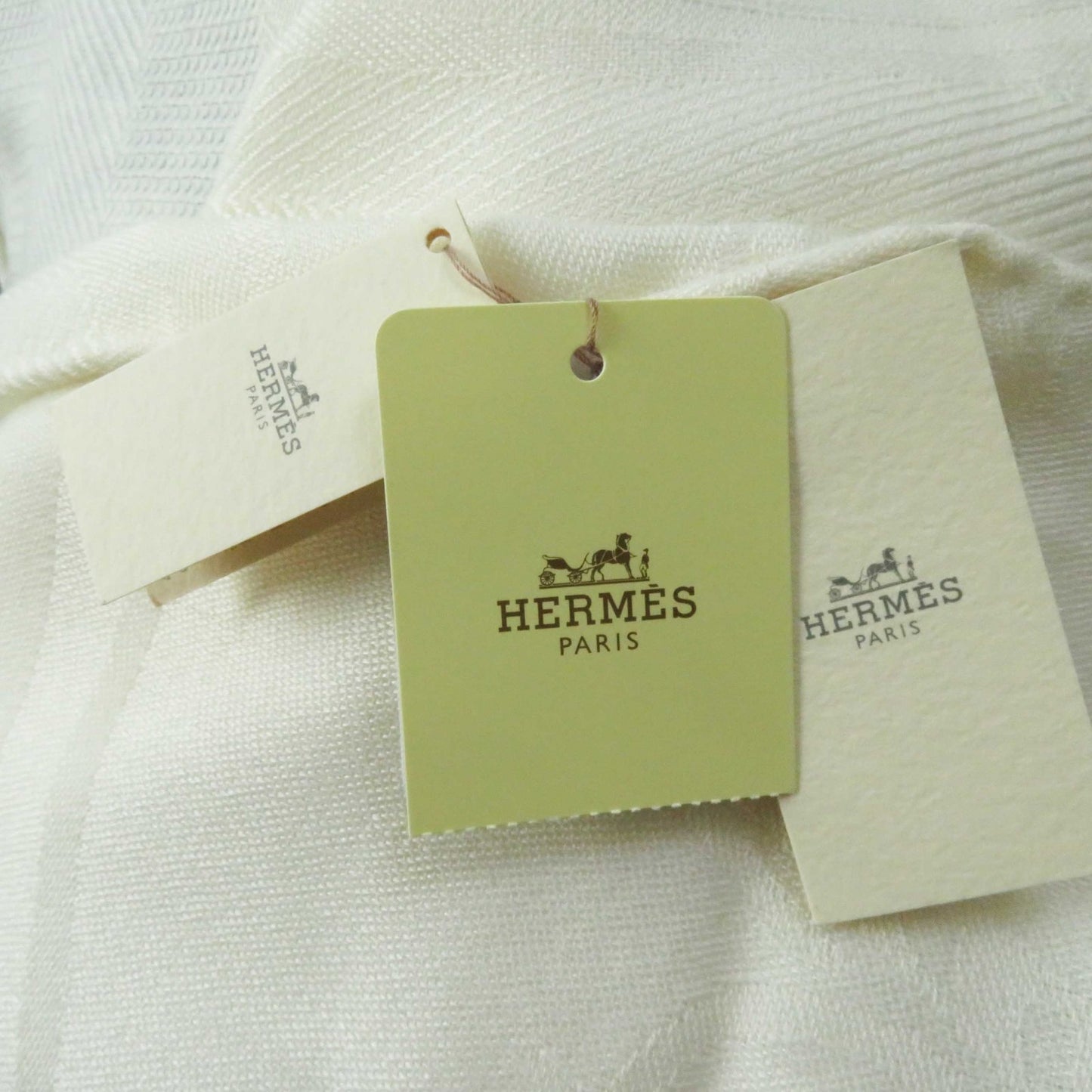 HERMES Stall Main: 85% cashmere, Main: 15% silk Ivory Etoile New Libris Women Used Authentic