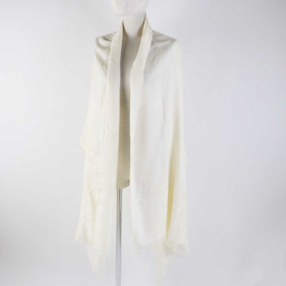 HERMES Stall Main: 85% cashmere, Main: 15% silk Ivory Etoile New Libris Women Used Authentic