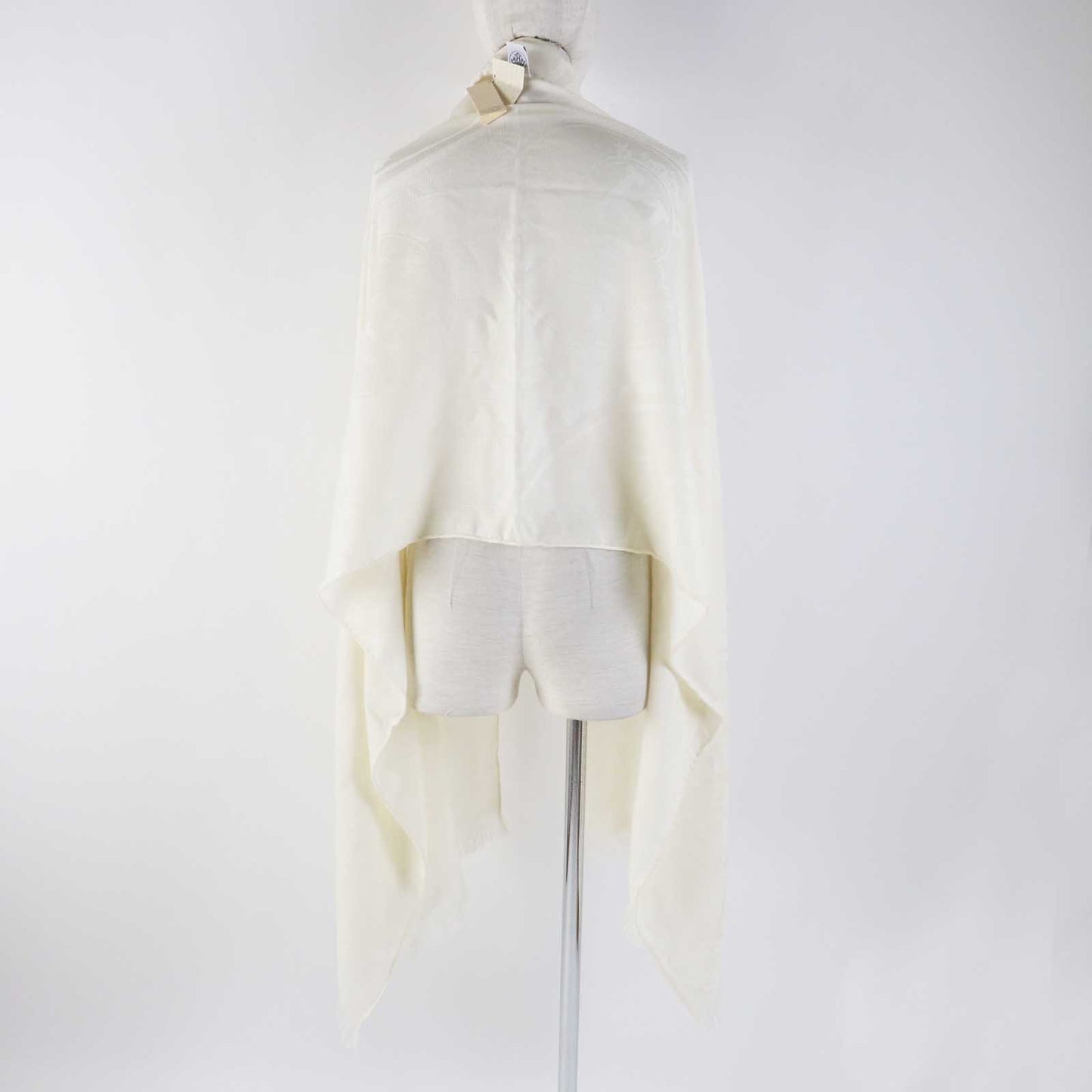 HERMES Stall Main: 85% cashmere, Main: 15% silk Ivory Etoile New Libris Women Used Authentic