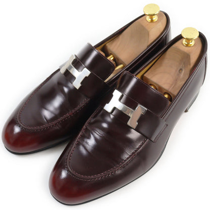 HERMES loafers leather Burgundy moccasins paris 40.5