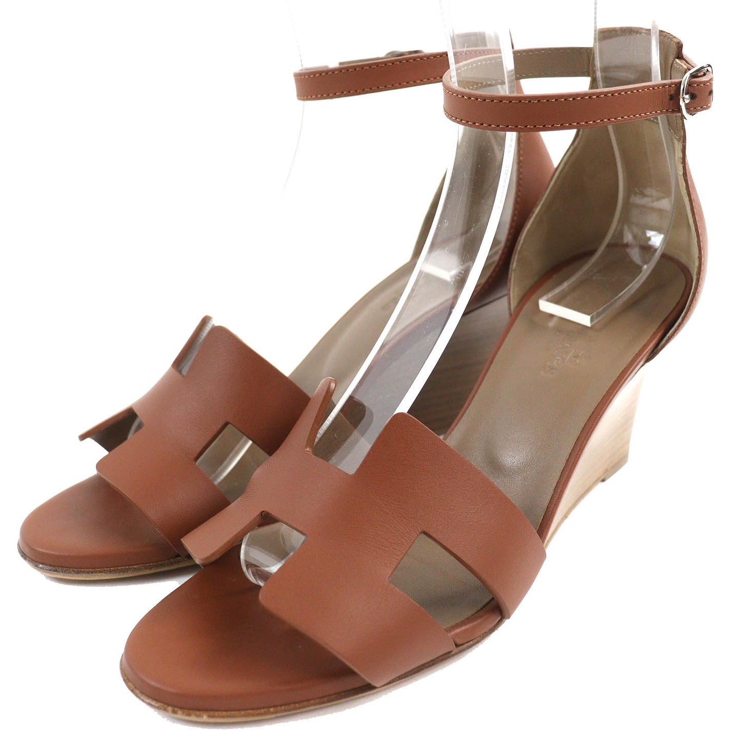 HERMES Sandals 172196Z leather Brown legend 37