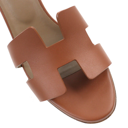 HERMES Sandals 172196Z leather Brown legend 37