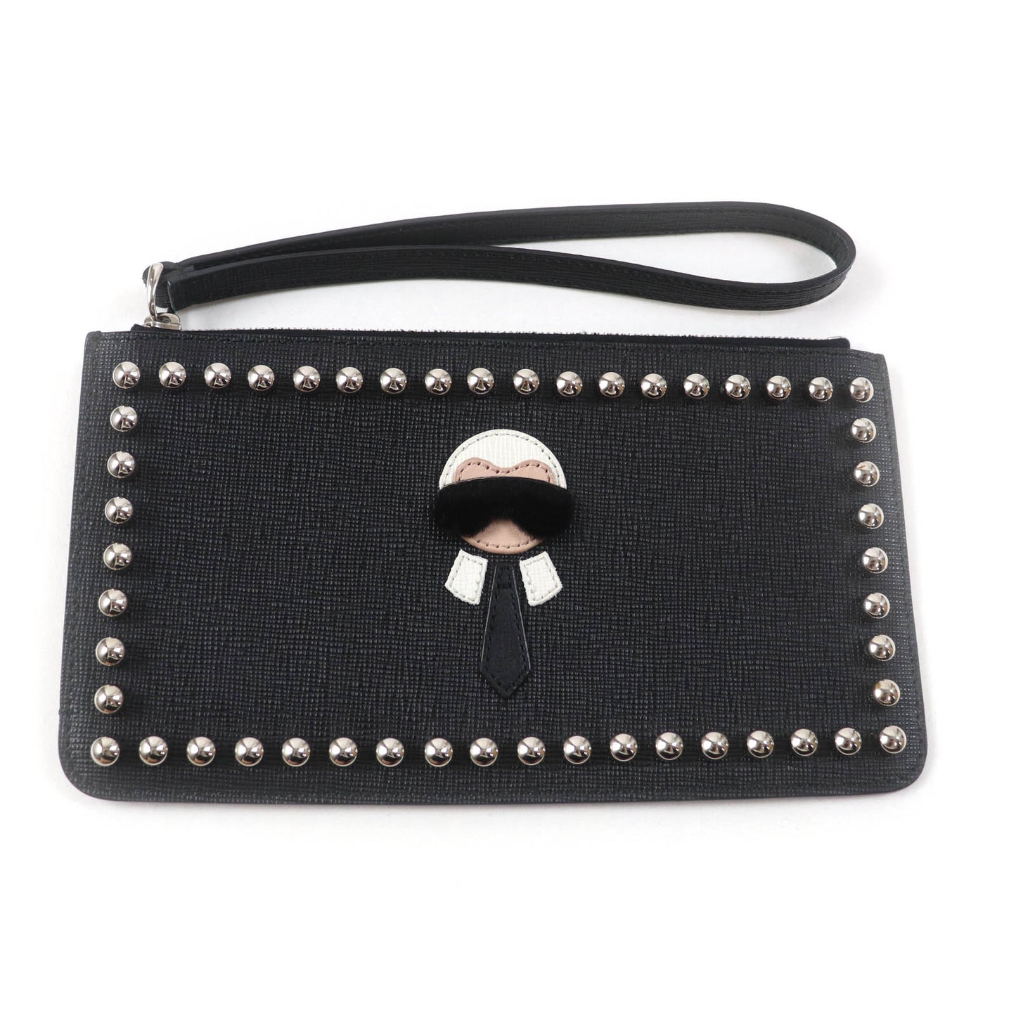 FENDI Pouch 8M0341 leather black Karito