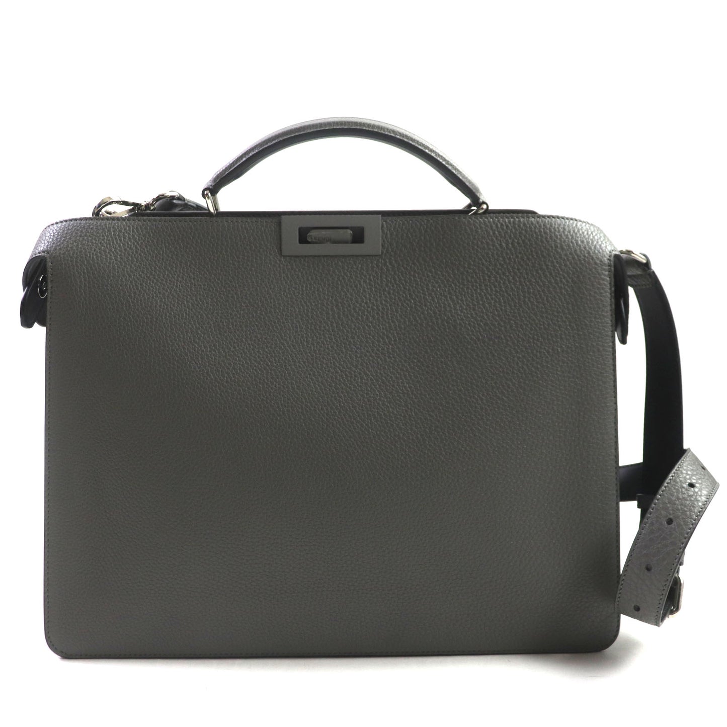 FENDI Briefcase leather Gray black 7VA529 Peekaboo ISee Medium