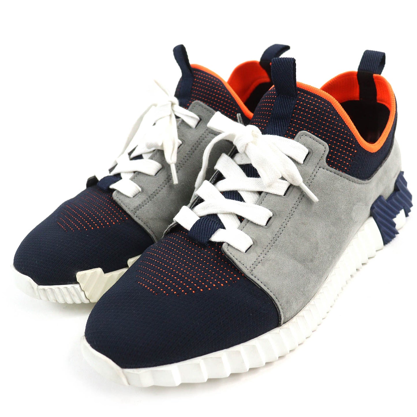 HERMES sneakers 212917 Suede leather Gray Navy Orange White Tepar 43