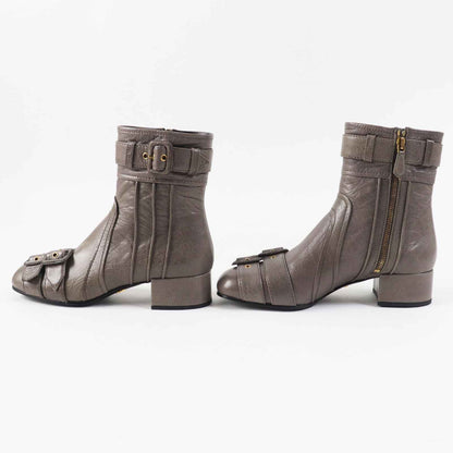 PRADA short boots leather Brown gray type 37.5