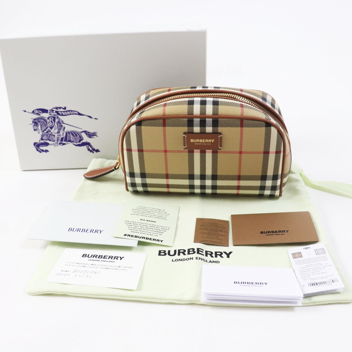 BURBERRY Cosmetics Pouch Cowhide Cowhide, Acrylic, Cotton, Polyurethane, Polyester beige PRORSUM