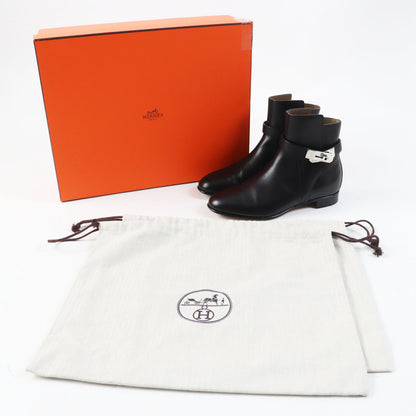 HERMES short boots leather black Neo 35