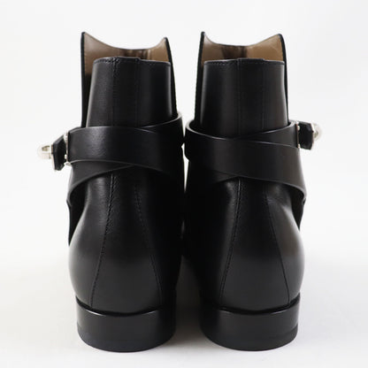 HERMES short boots leather black Neo 35