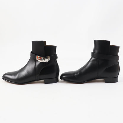 HERMES short boots leather black Neo 35