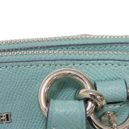 COACH Tote Bag F25395 Cross grain leather (stamped) Light Teal logo metal Mini brook carryall Women Used Authentic