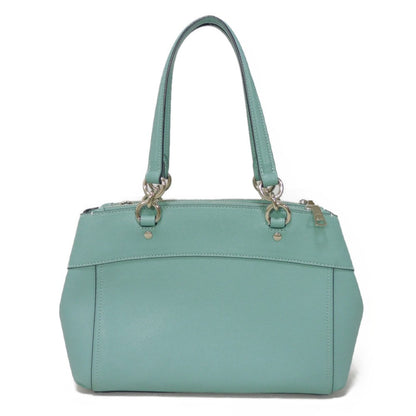 COACH Tote Bag F25395 Cross grain leather (stamped) Light Teal logo metal Mini brook carryall Women Used Authentic