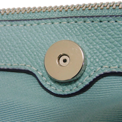 COACH Tote Bag F25395 Cross grain leather (stamped) Light Teal logo metal Mini brook carryall Women Used Authentic