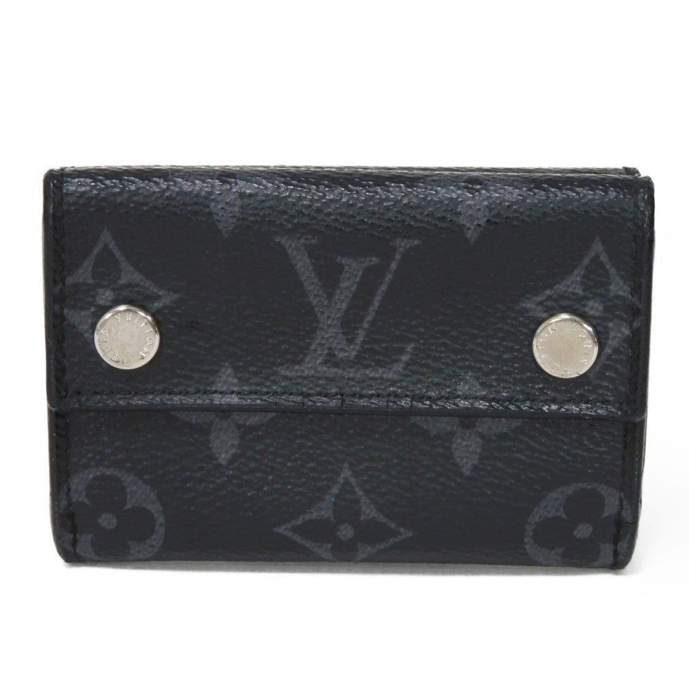 LOUIS VUITTON Tri-fold wallet M67630 Monogram Eclipse Reverse Canvas x Smooth Leather Noir Monogram Eclipse Discovery compact wallet mens Used Authentic