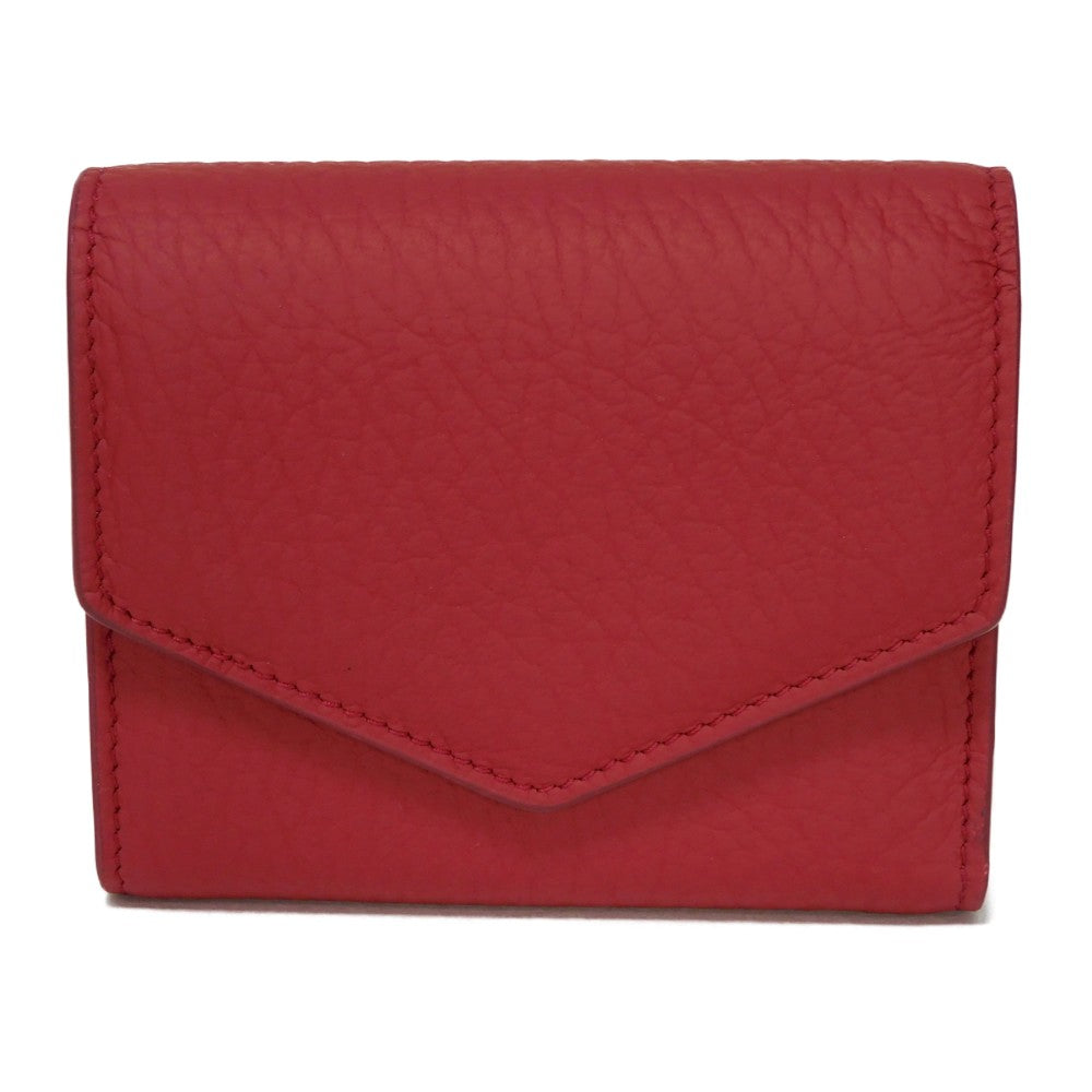 MARTIN MARGIELA Tri-fold wallet S56UI0136 P0399 T4327 Calfskin (embossed) Red 4stitch Envelope wallet Women Used Authentic