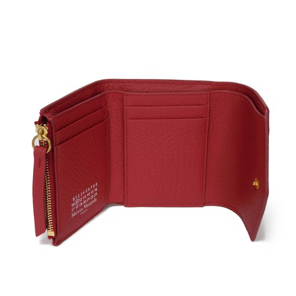 MARTIN MARGIELA Tri-fold wallet S56UI0136 P0399 T4327 Calfskin (embossed) Red 4stitch Envelope wallet Women Used Authentic