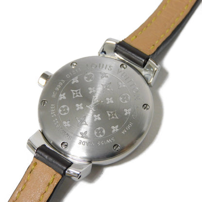 LOUIS VUITTON Watches Quartz Q1211 Stainless steel, leather Silver Tambour de Bourtour Brown dial