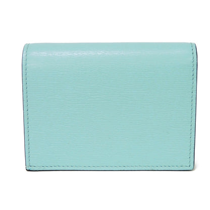 GUCCI Bifold Wallet 701009 Textured leather Pastel blue logo Bananya Compact Wallet