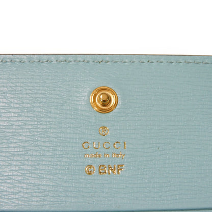 GUCCI Bifold Wallet 701009 Textured leather Pastel blue logo Bananya Compact Wallet