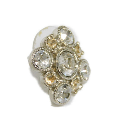 CHANEL Pierce A37285 Rhinestone x metal Clear x clear orange CC mark Crystal Flower COCO Mark