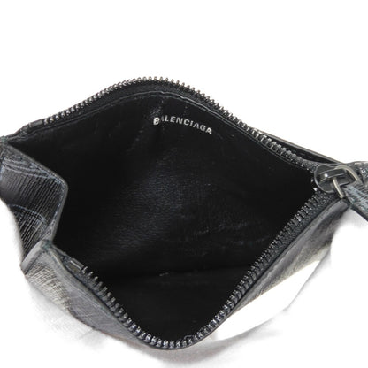 BALENCIAGA Coin case 640535 2AAQT 1069 coated canvas x calfskin Black x Gray x White logo BB Monogram Cash Coin Card Holder