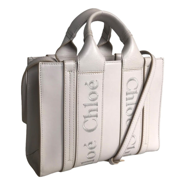 Chloe Tote Bag 2WAY sling bag Woody leather pink beige Women Used Authentic
