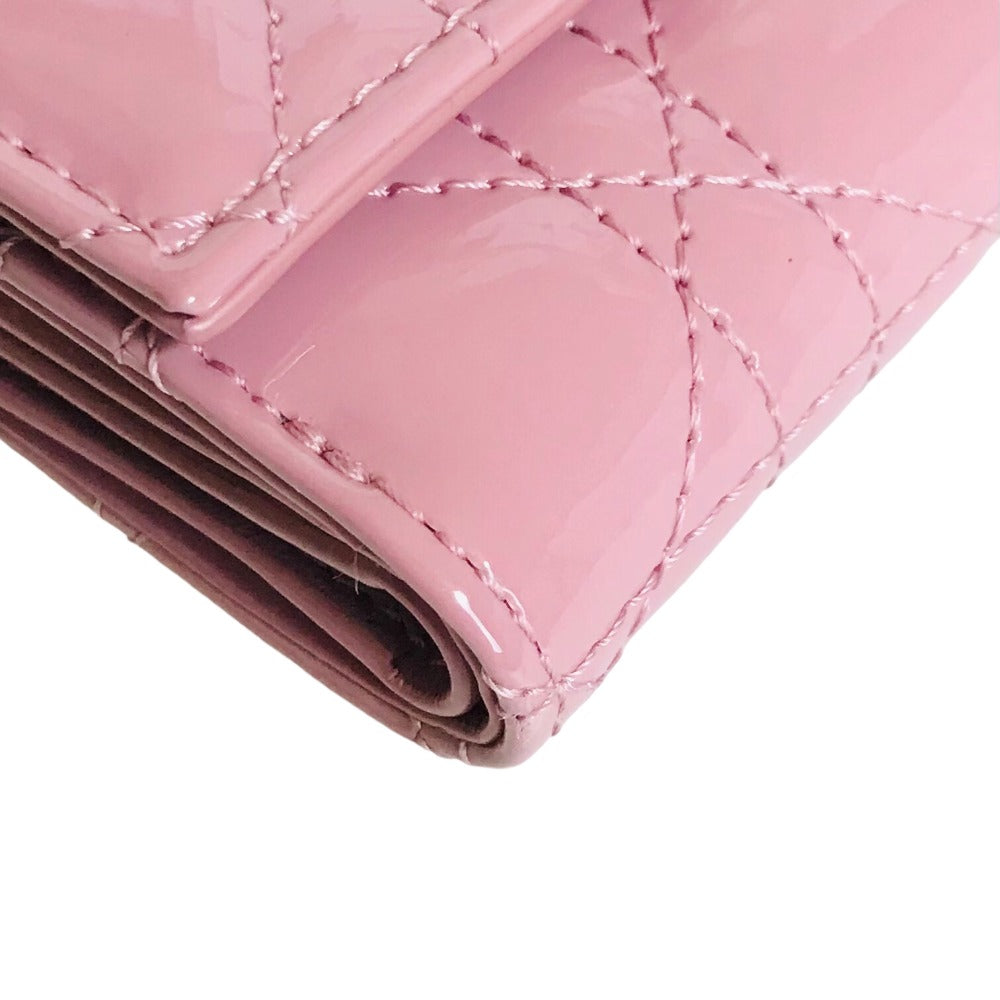 Dior Tri-fold wallet Patent leather pink Compact wallet Lady Dior