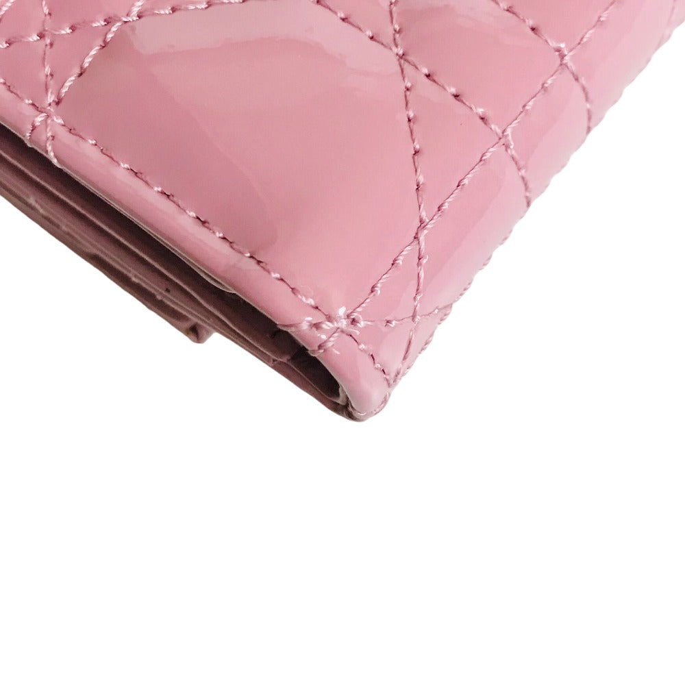 Dior Tri-fold wallet Patent leather pink Compact wallet Lady Dior