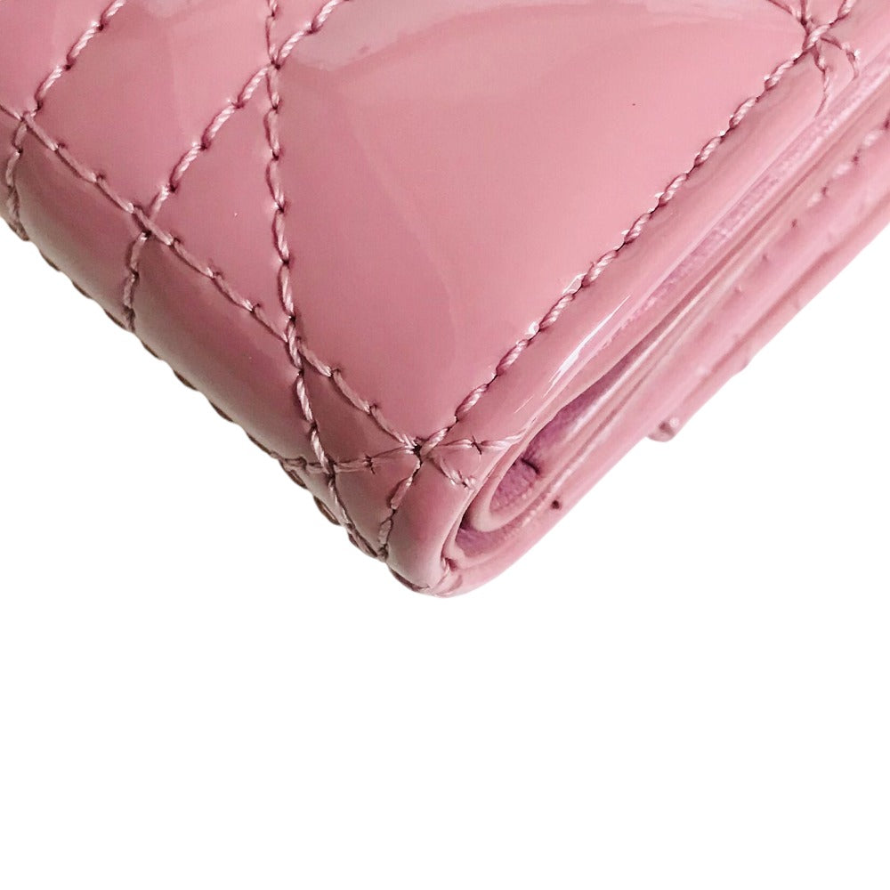 Dior Tri-fold wallet Patent leather pink Compact wallet Lady Dior