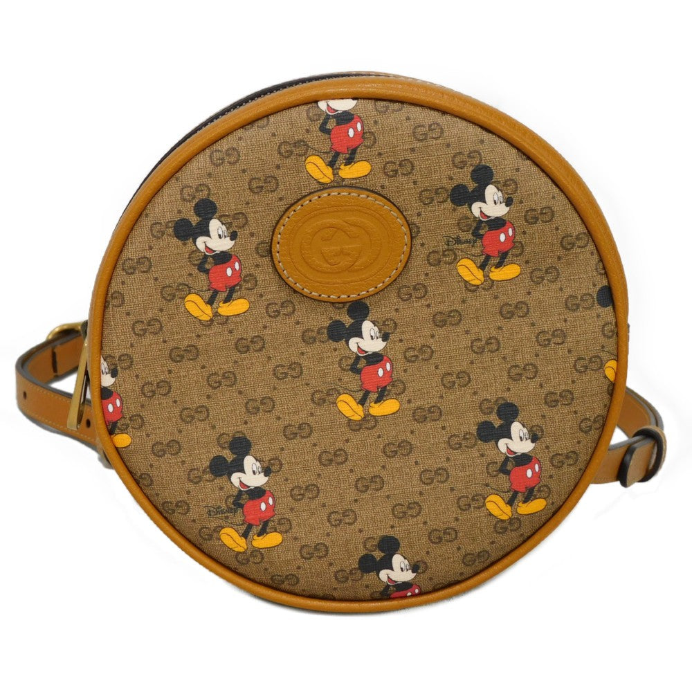 GUCCI Backpack 603730 HWUBM 8559 GG Mini Supreme Canvas x Calfskin Leather Brown GG Mini Supreme Mickey Mouse Mini Daypack