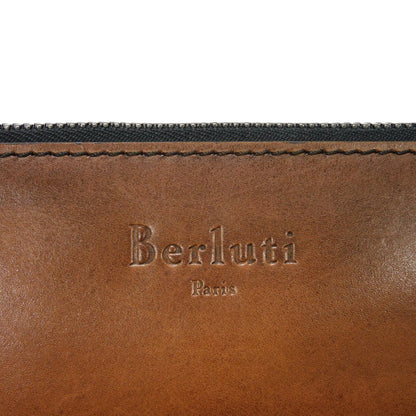 Berluti Clutch bag Venice Calfskin Leather Tobaco Calligraphy Nino XL Scritto Leather Clutch