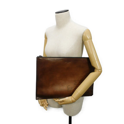 Berluti Clutch bag Venice Calfskin Leather Tobaco Calligraphy Nino XL Scritto Leather Clutch