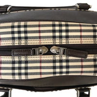 BURBERRY Handbag Mini Boston Duffel bag Nova Check canvas Brown beige Women Used Authentic