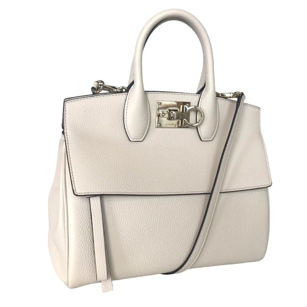 Salvatore Ferragamo Tote Bag Sling bag Gancini leather DH 21 beige Women Used Authentic