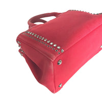 PRADA Tote Bag Handbag Canapa bijou canvas BN2439 Red Silver Women Used Authentic