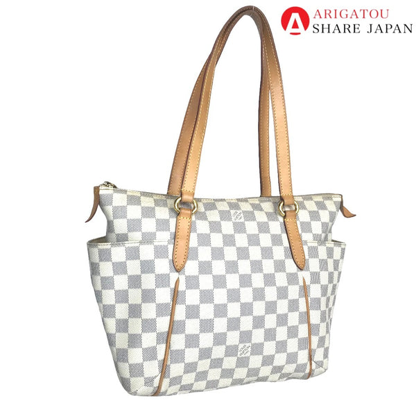 LOUIS VUITTON Tote Bag Sling bag Totally PM Damier Azur Canvas M56688 White gray Women Used Authentic