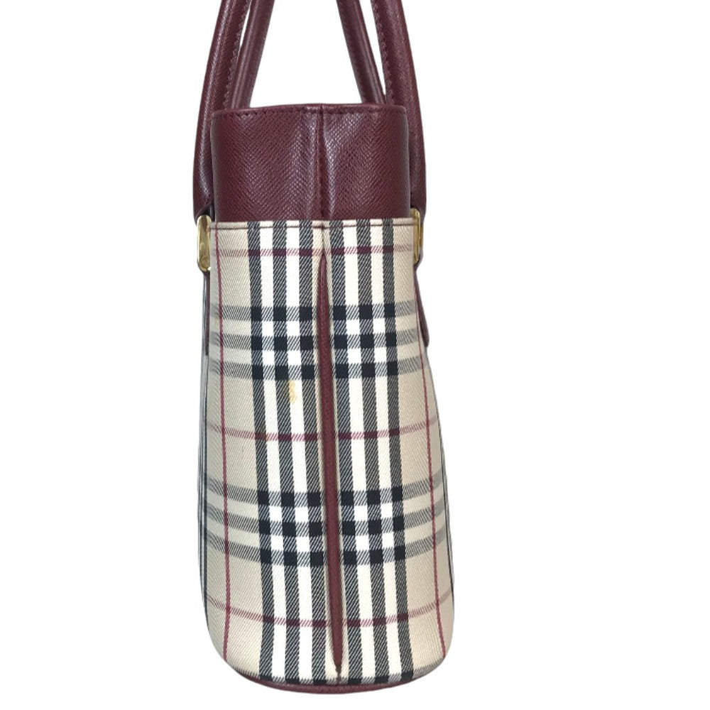 BURBERRY Handbag canvas Beige wine red Tote Bag Nova Check