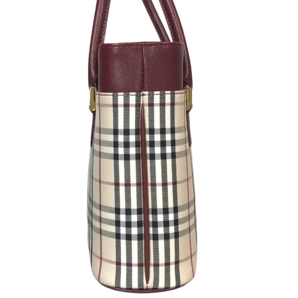 BURBERRY Handbag canvas Beige wine red Tote Bag Nova Check