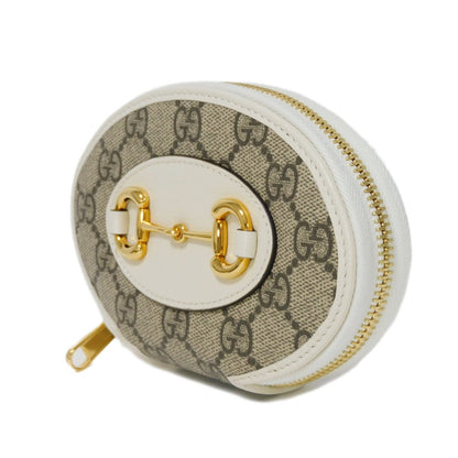 GUCCI Coin case 622040 GG Supreme Canvas x Calfskin Leather (embossed) Beige x white GG Supreme Horsebit 1955 Coin Purse