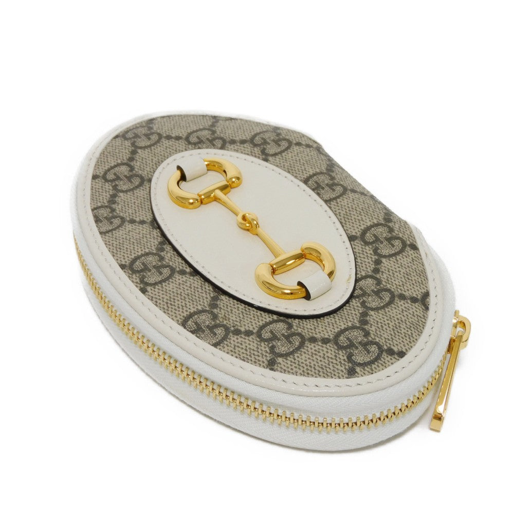 GUCCI Coin case 622040 GG Supreme Canvas x Calfskin Leather (embossed) Beige x white GG Supreme Horsebit 1955 Coin Purse