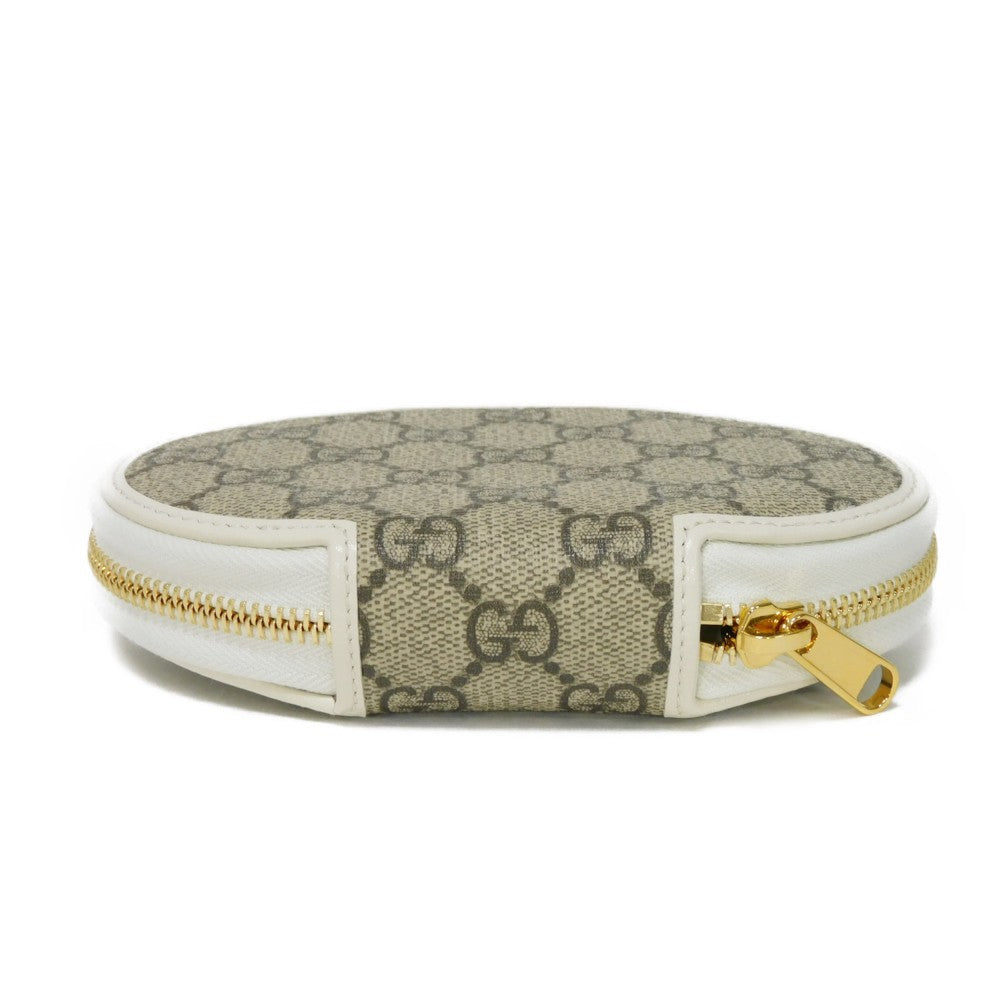 GUCCI Coin case 622040 GG Supreme Canvas x Calfskin Leather (embossed) Beige x white GG Supreme Horsebit 1955 Coin Purse