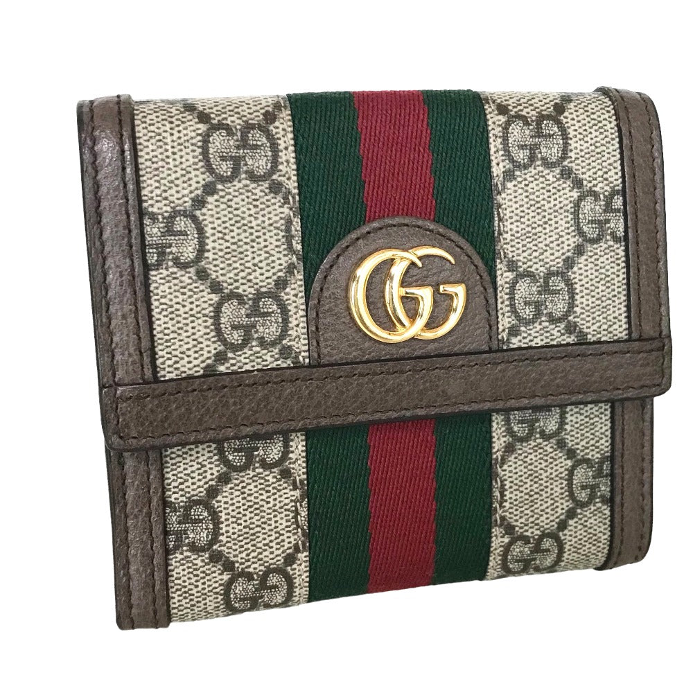 GUCCI Tri-fold wallet 523173 2149 GG Supreme Canvas beige Compact wallet Offidia Sherry Line