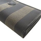 FENDI Long Wallet Purse Pecan leather 2266 30851 068 Black beige Women(Unisex) Used Authentic