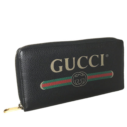 GUCCI Long Wallet Purse 496317 0959 leather black Round zip Sherry line mens(Unisex) Used Authentic