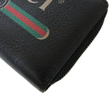 GUCCI Long Wallet Purse Round zip Sherry line leather 496317 0959 black mens(Unisex) Used Authentic