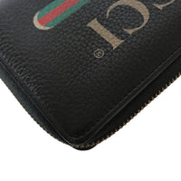 GUCCI Long Wallet Purse Round zip Sherry line leather 496317 0959 black mens(Unisex) Used Authentic