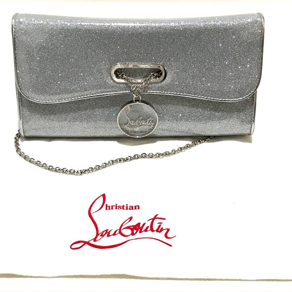 Christian Louboutin Clutch bag 1145132 PVC Silver Glitter Riviera Women Used Authentic